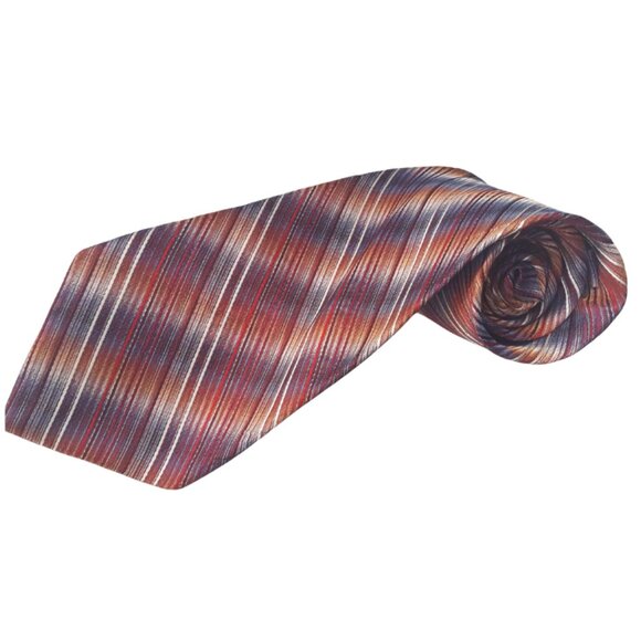 Alfred Sung 100% Silk Men's Tie, Dark Orange and White Diagonal Stripes - Picture 1 of 9